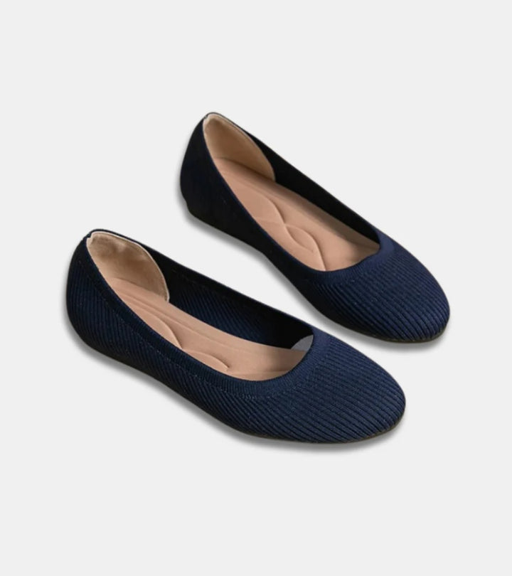 Alfia | Ballet Flats Ribbed Round Toe Slip On