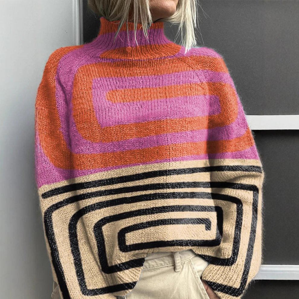 Rasha | High Neck Printed Knitted Jumper