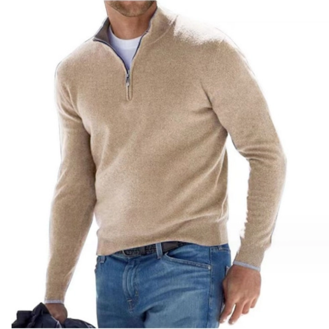 Robbert | Pullover Jumper with Quarter Zip and Stand Collar