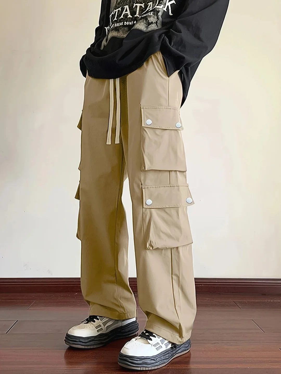 Smith | Wide Leg Cargo Trousers with Flap Pockets