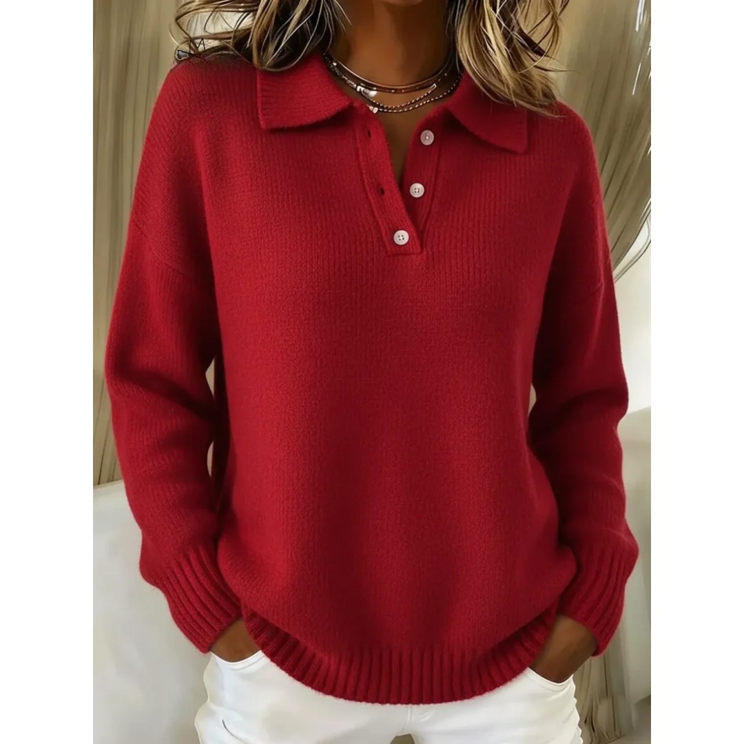 Fayeia | Collared Knit Jumper with Ribbed Cuffs