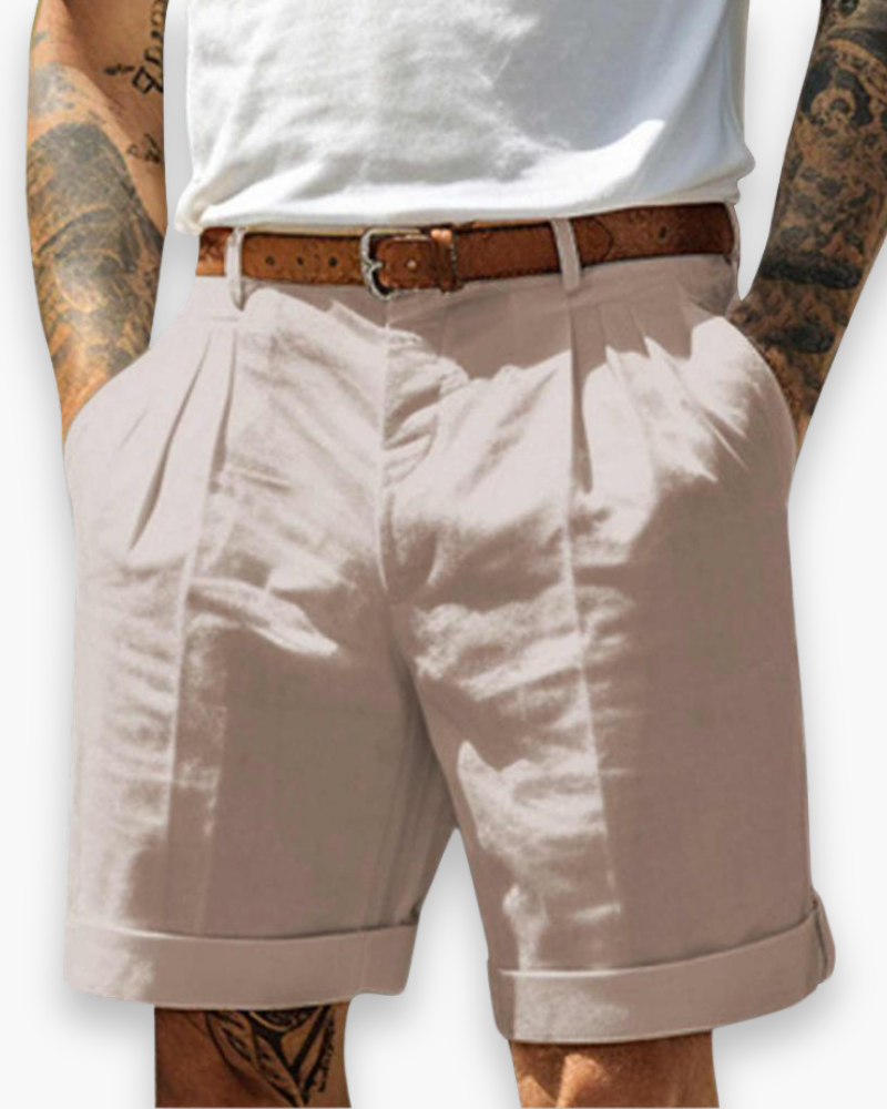 Javaid | Linen Pleated Tailored Shorts