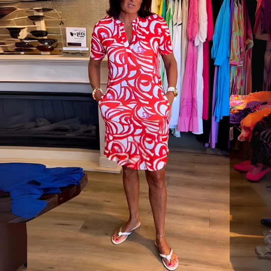 Paolita | Printed Short Sleeve Knee Length Dress