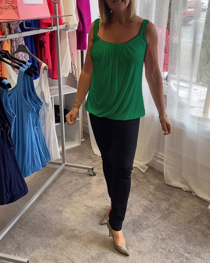 Hanner | Pleated Sleeveless Scoop Neck Top