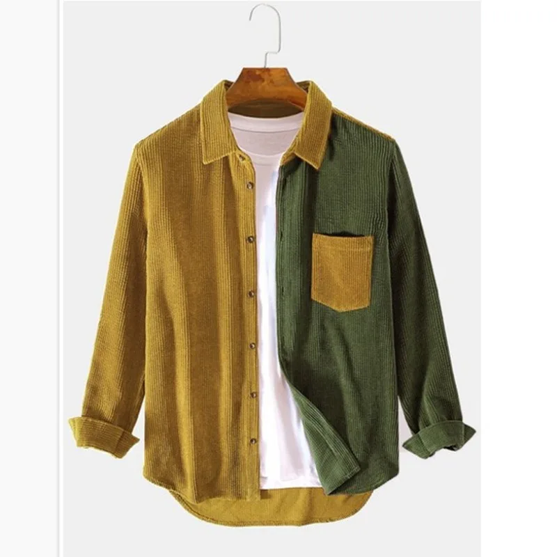 Geraldus | Corduroy Shirt with Spliced Panels and Pocket