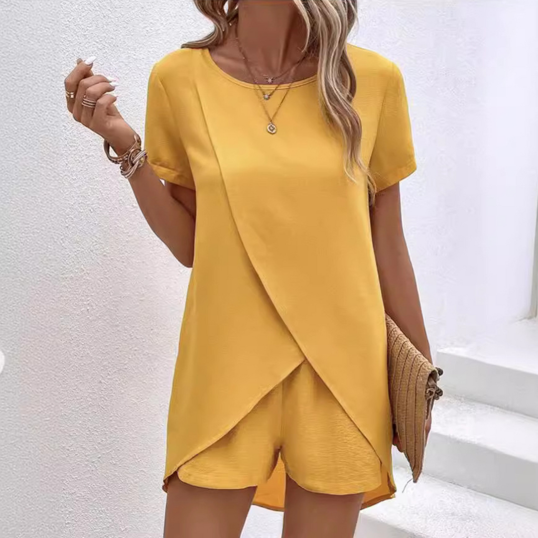 Zuzana | Short Sleeve Layered Top Shorts Set