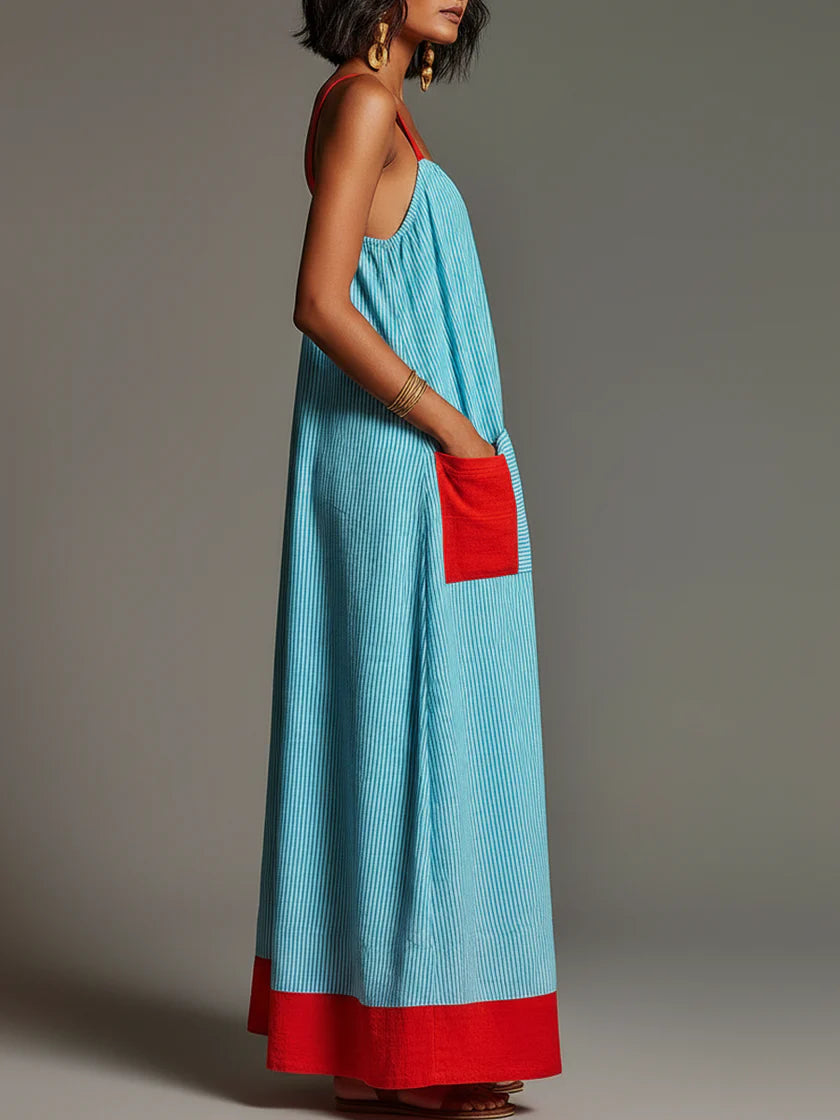 Sallina | Striped Contrast Trim Maxi Dress