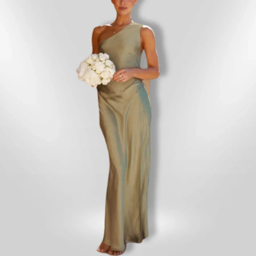 Erminia | One Shoulder Sage Green Maxi Dress