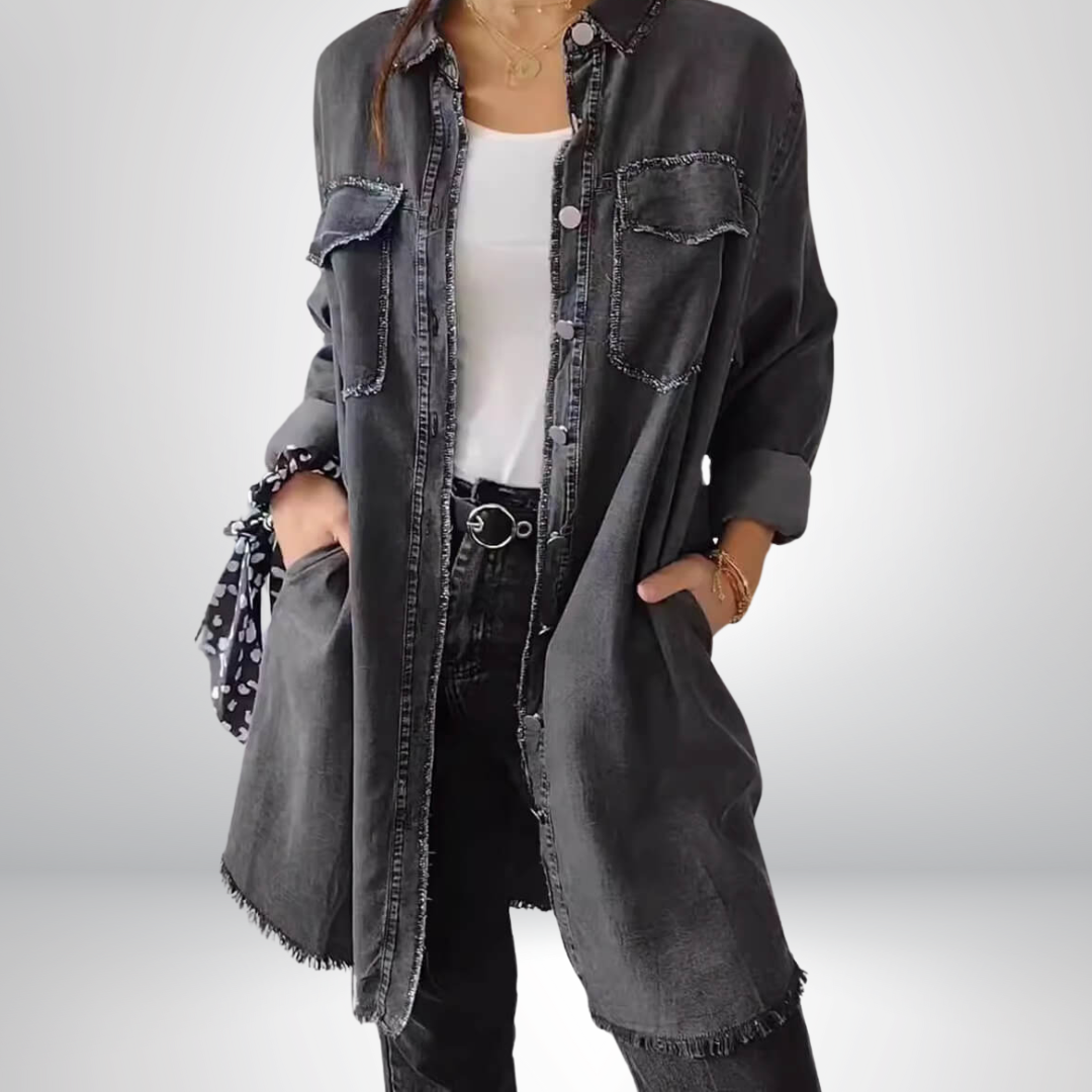 Krystyna | Denim Jacket with Long Sleeves and Collar