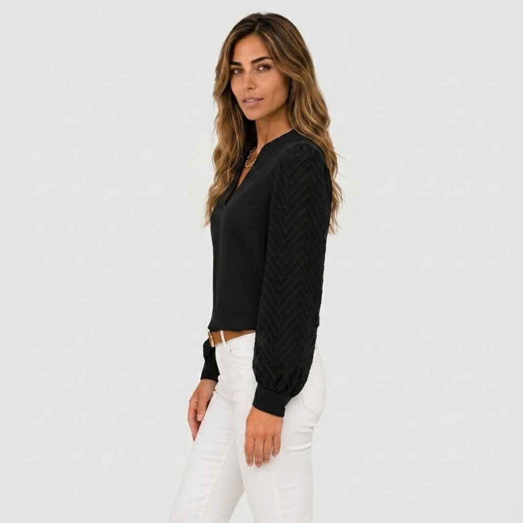 Nikki | Long Sleeve Blouse with V Neck