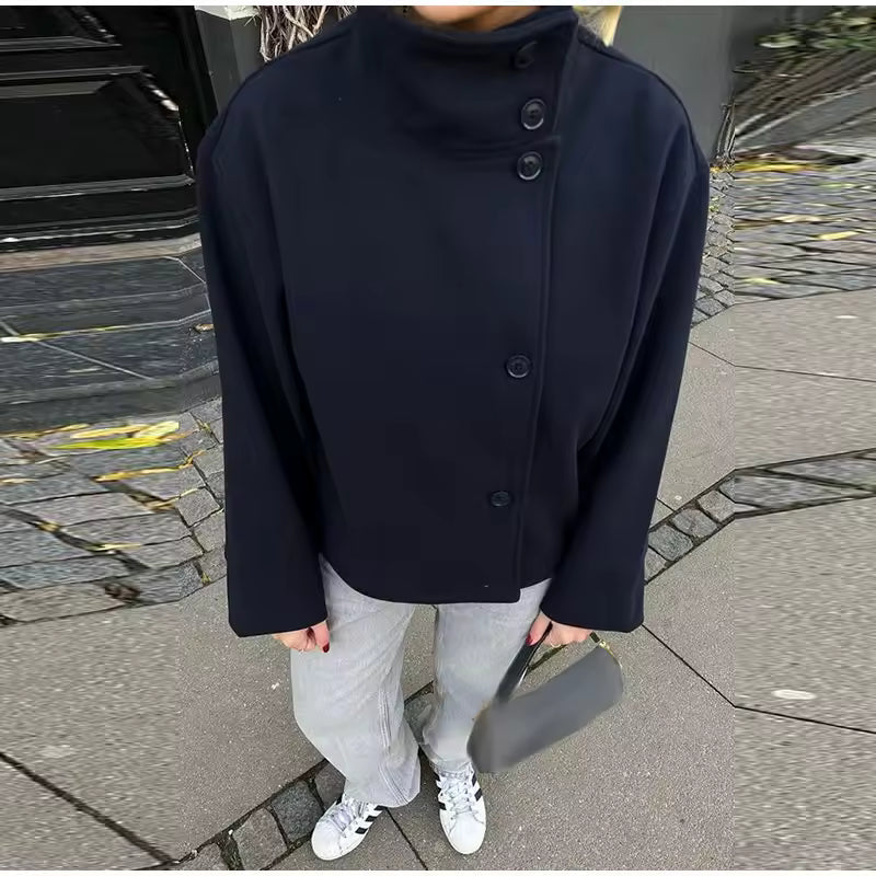 Georgina | Long Sleeve Button-Front Jacket with Collar