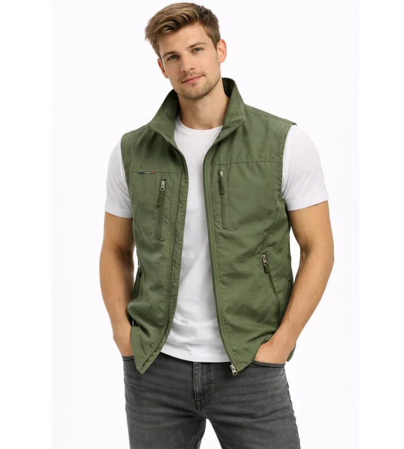 Albert | Utility Vest with Stand Collar and Zip Pockets