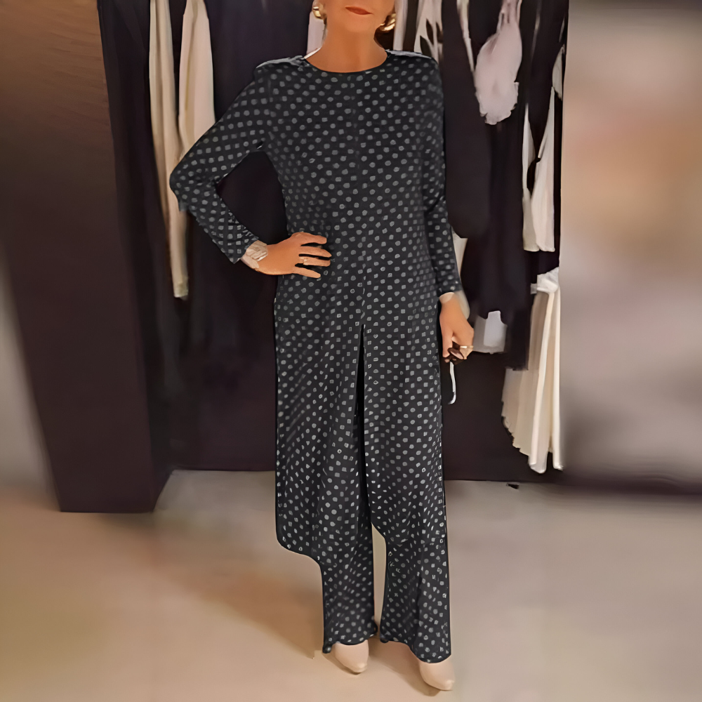 Maryse | Polka Dot Longline Top and Trouser Set
