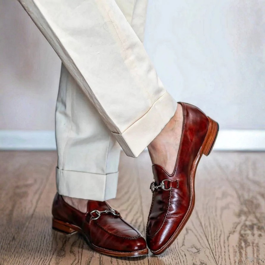 Ravid | Horsebit Loafers Burgundy Slip On Shoes
