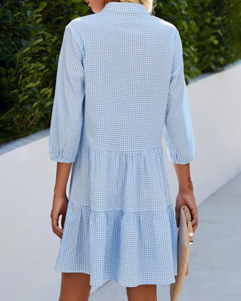 Josie | Tiered Gingham Button Front Midi Dress