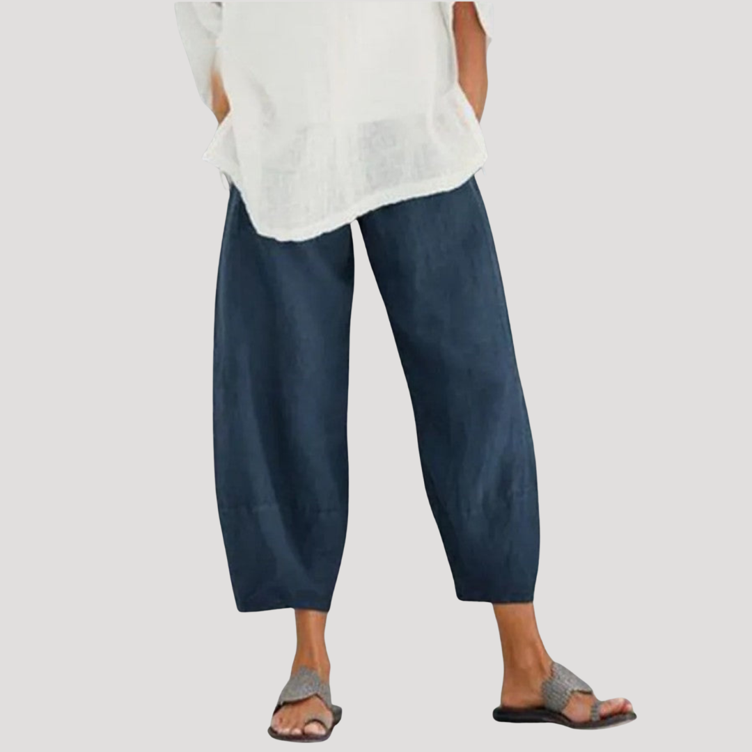 Phyllis | Cropped Barrel Leg Trousers with Relaxed Fit