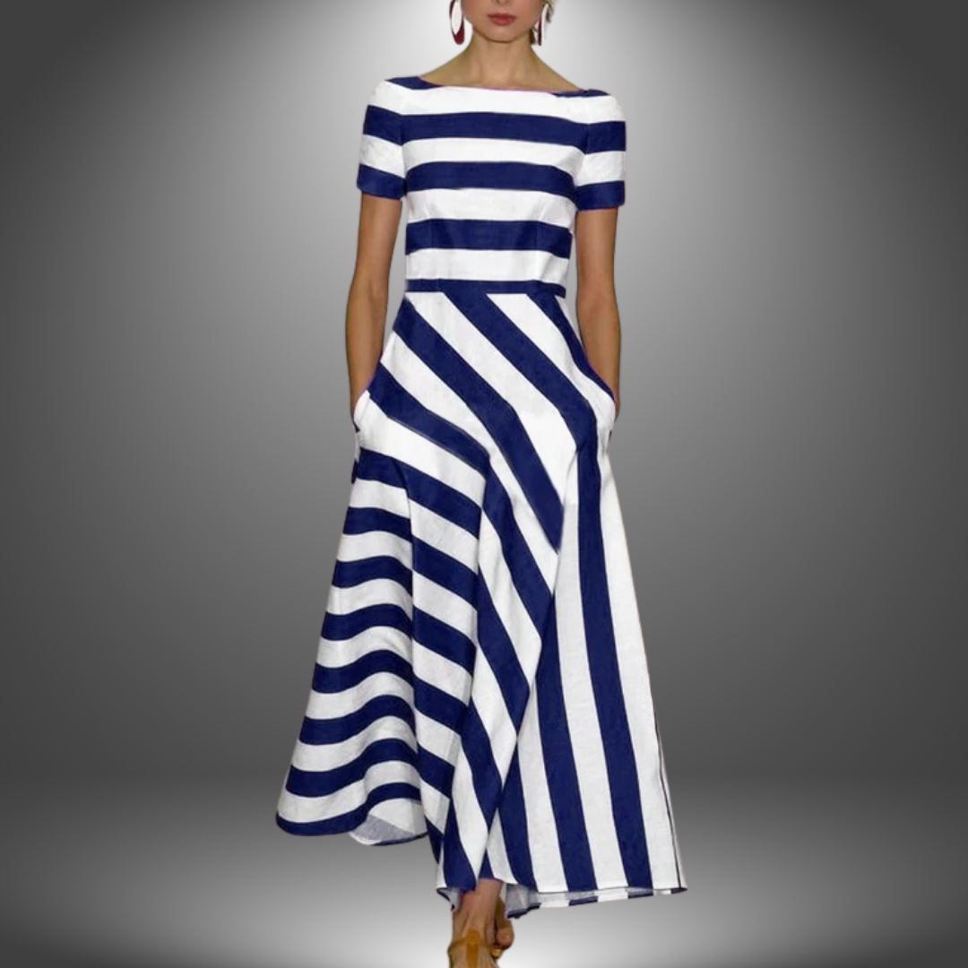 Nicole | Maxi Dress Short Sleeve Striped A-Line