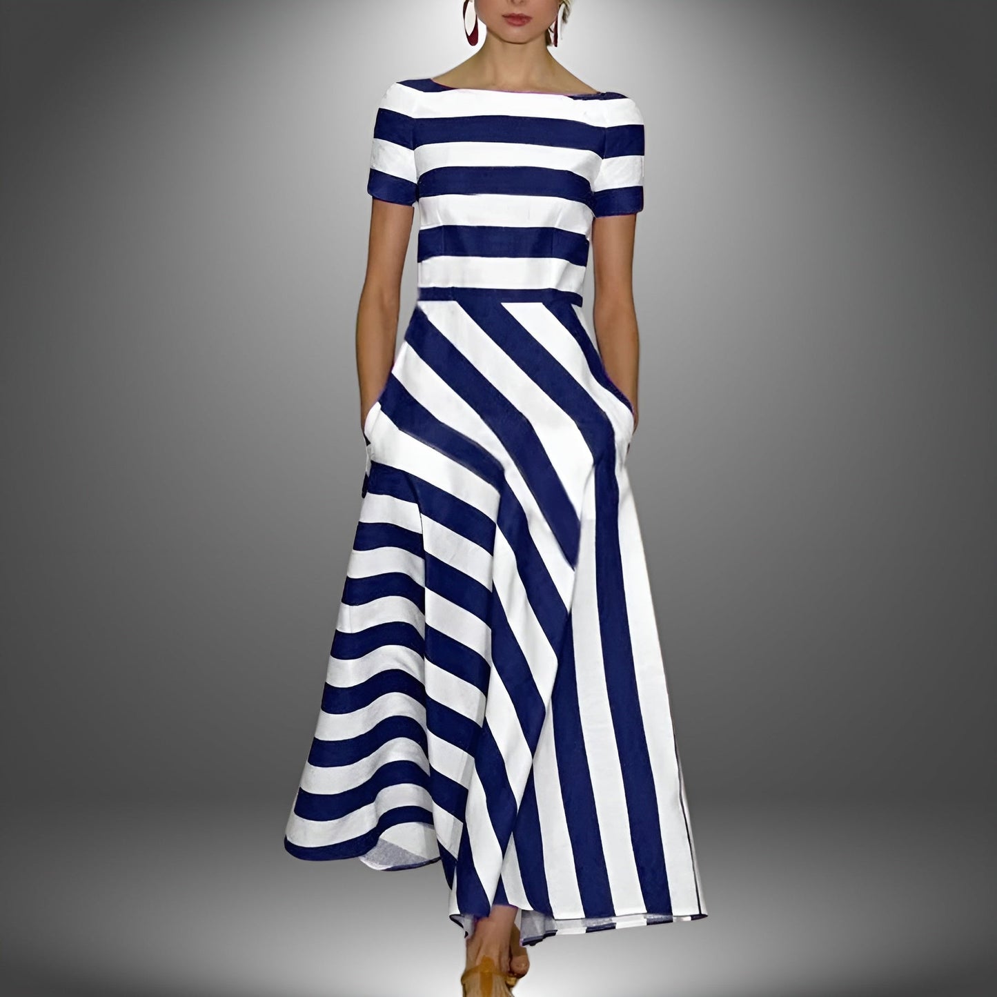 Kiona | Maxi Dress with Striped Print and Pockets