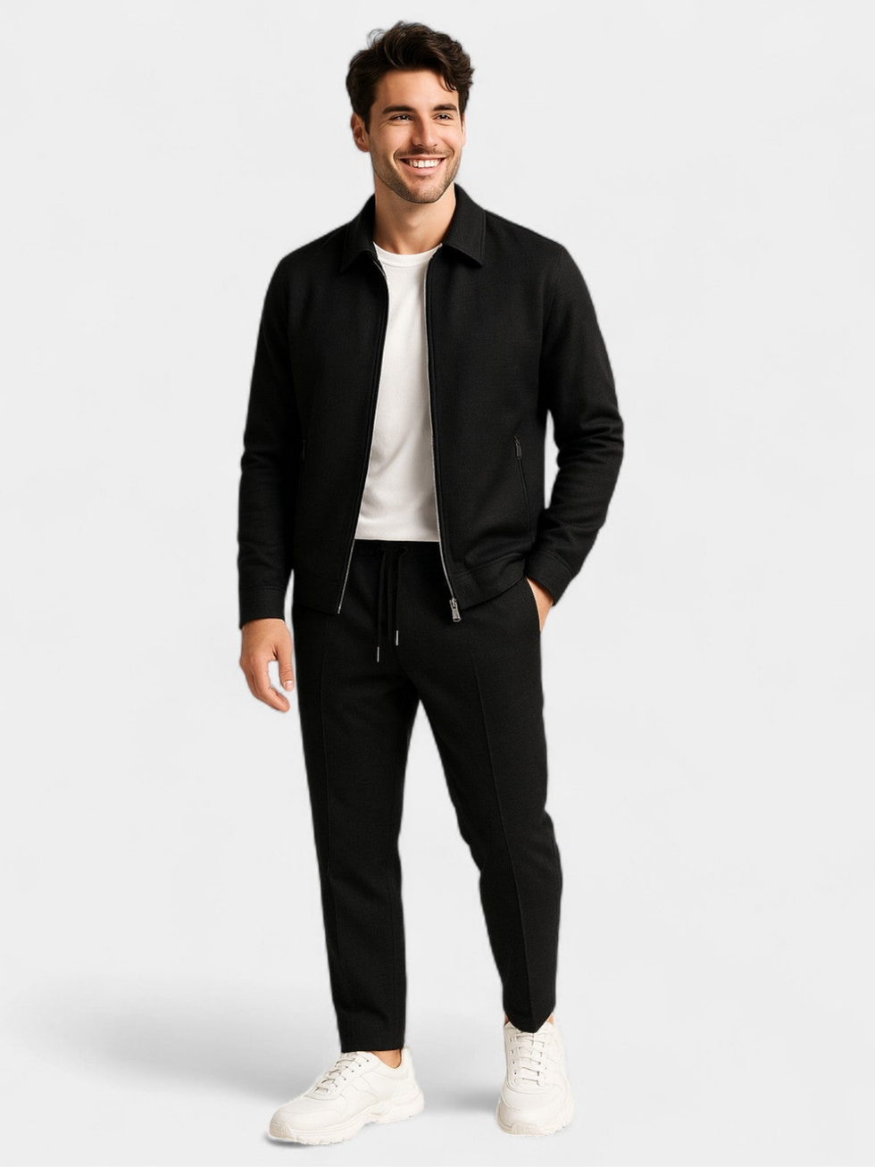 Tobiana | Jacket Trouser Set Textured Zip Front