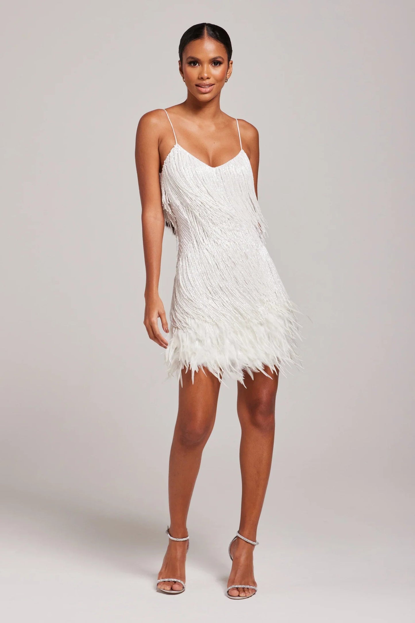 Jemima | Fringe Feather Hem Mini Slip Dress