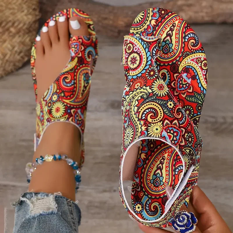 Grimes - Printed Slingback Toe Loop Flats
