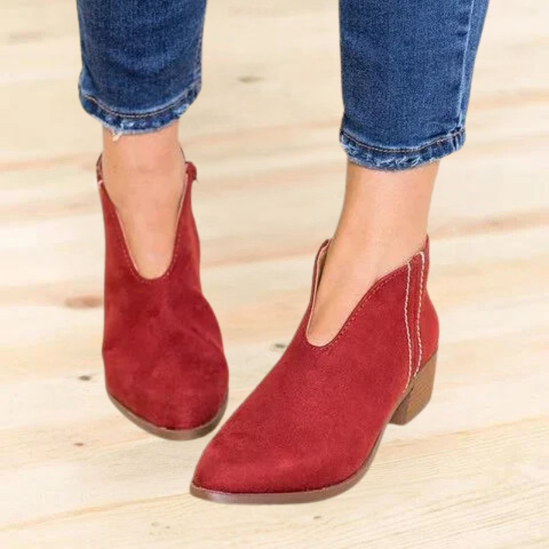 Philomena | Pointed Toe Ankle Boots Block Heel
