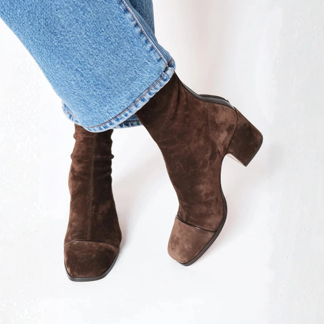 Leora - Ankle Boots Block Heel Suede Style