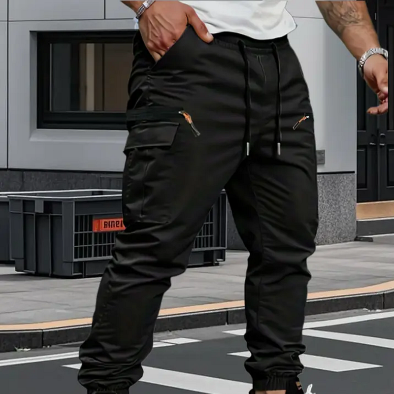 Masoon | Jogger Trousers with Drawstring Waist and Pockets