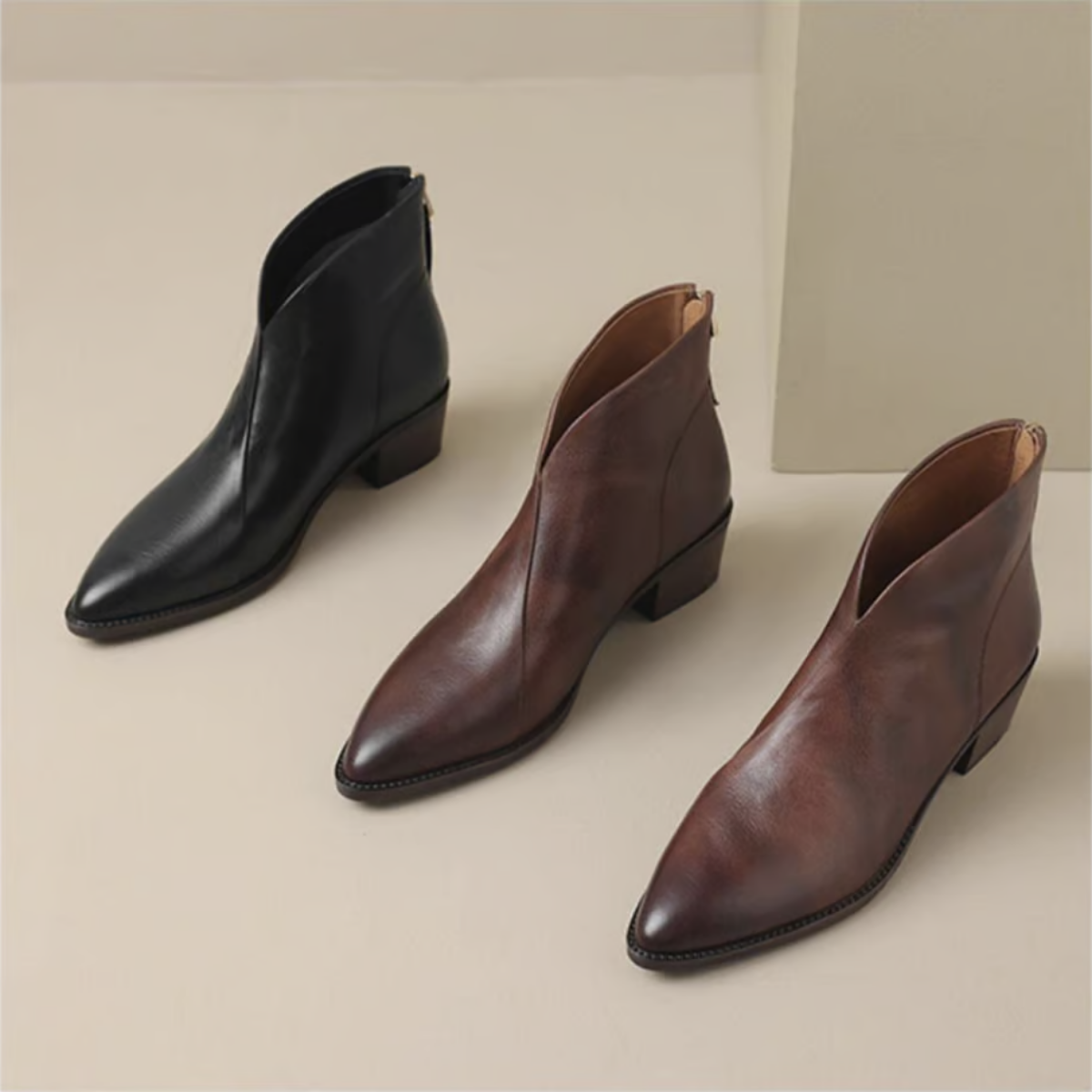 Corien | Ankle Boots with Pointed Toes and Block Heels