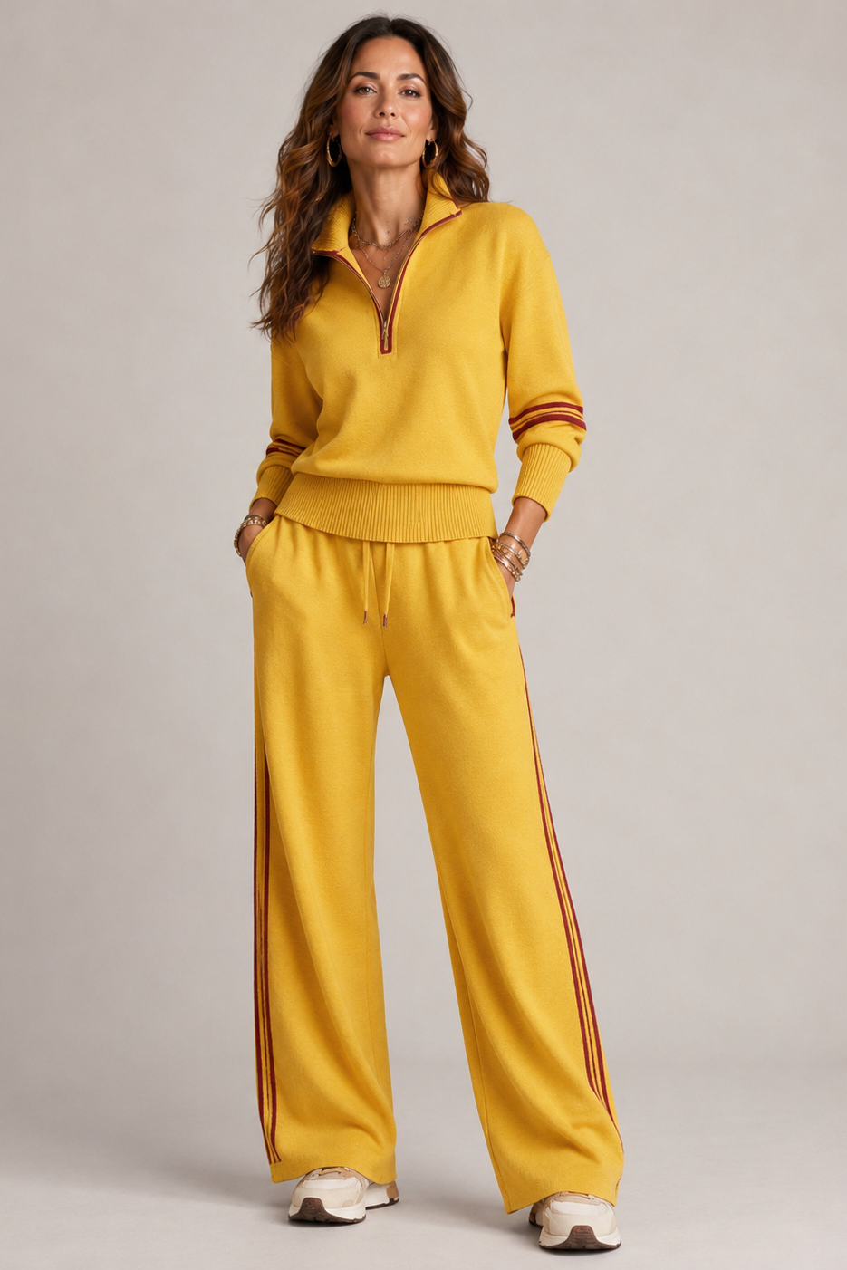 Laverne | Tracksuit with Quarter Zip and Stripes