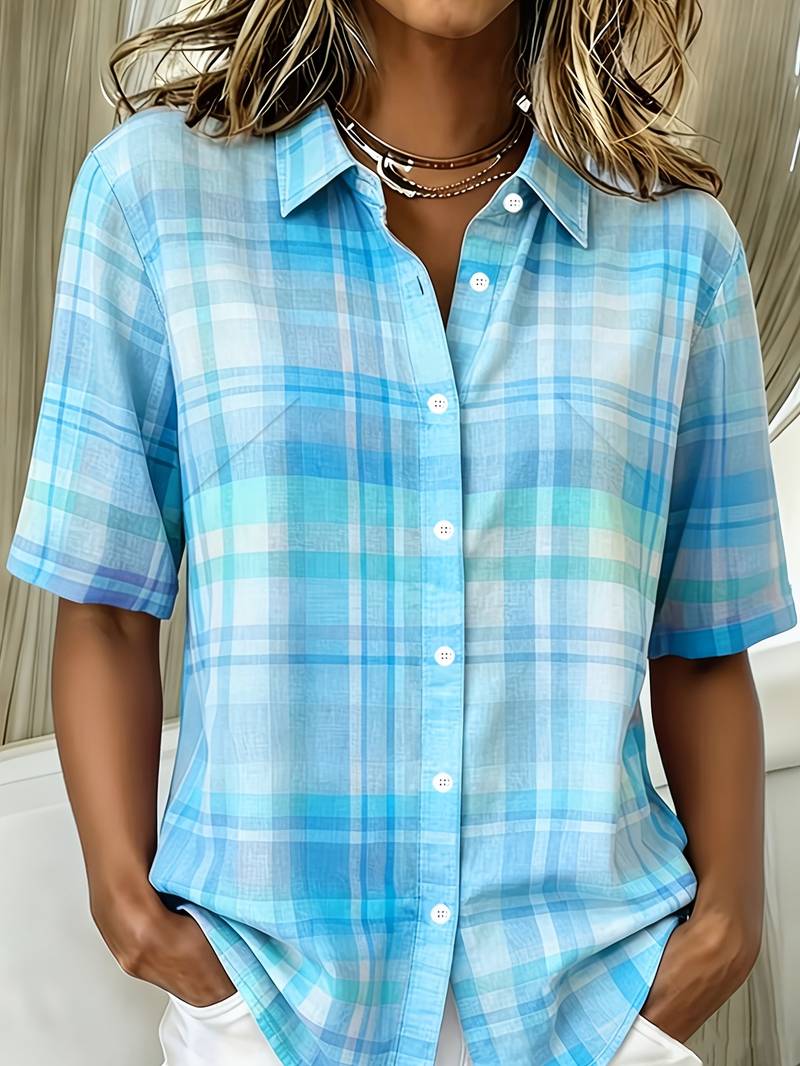 Endrita | Checked Short Sleeve Button Shirt