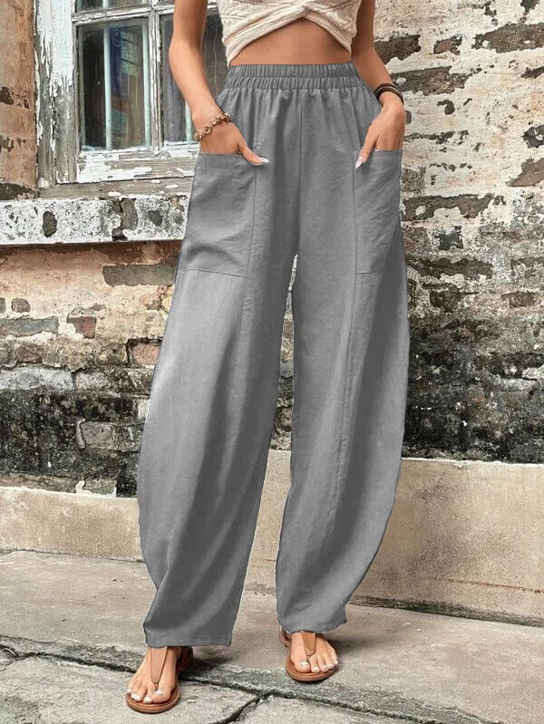 Salomee | Wide Leg Elastic Waist Casual Trousers