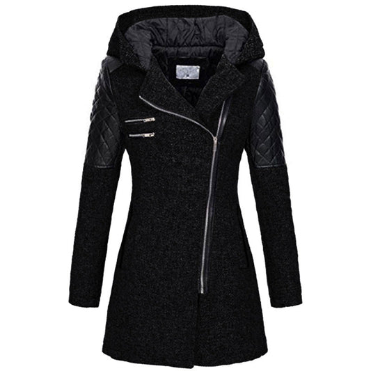Eszter | Hooded Asymmetric Zip Longline Coat