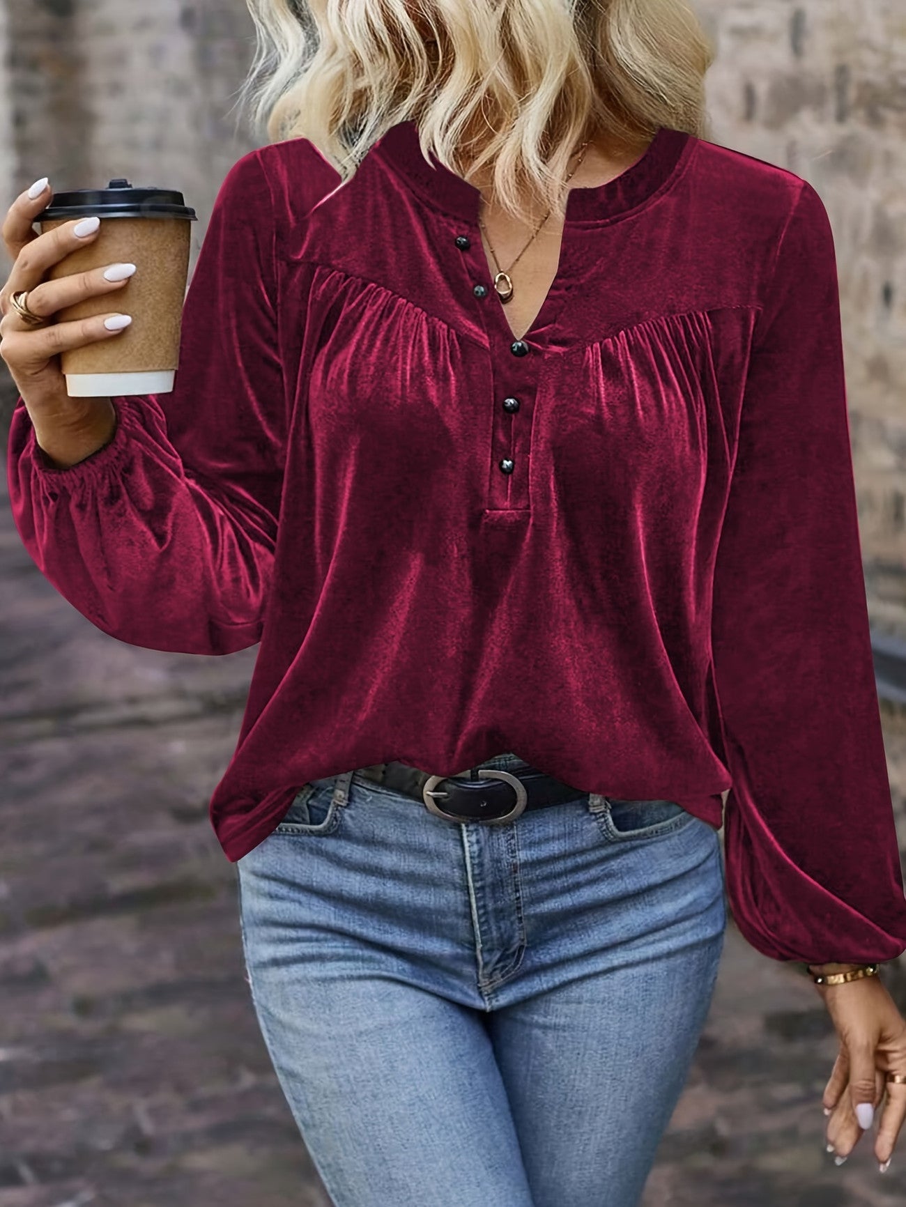 Ramina | Long Sleeve Blouse with Gathered Yoke