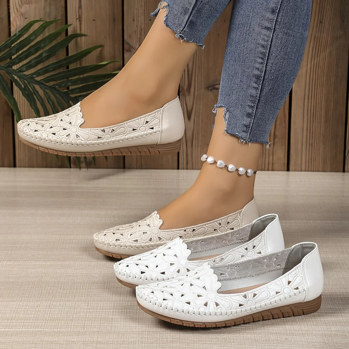 Inessa | Floral Cutout Loafer Flats
