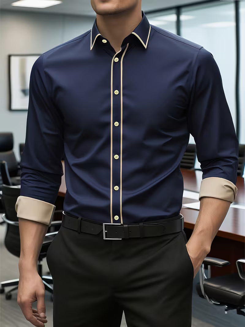 Daven | Long Sleeve Contrast Trim Button Shirt