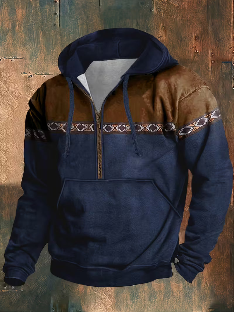Hakan | Hooded Long Sleeve Half Zip Sweatshirt