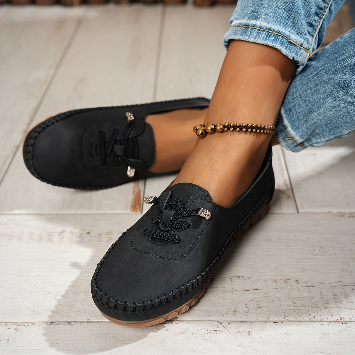 Zakiya - Suede Style Lace Up Loafers