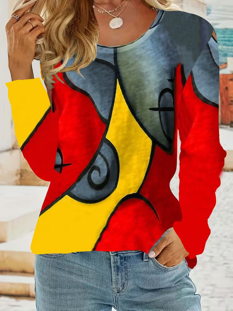Vespis | Abstract Geometric Print Long Sleeve Top