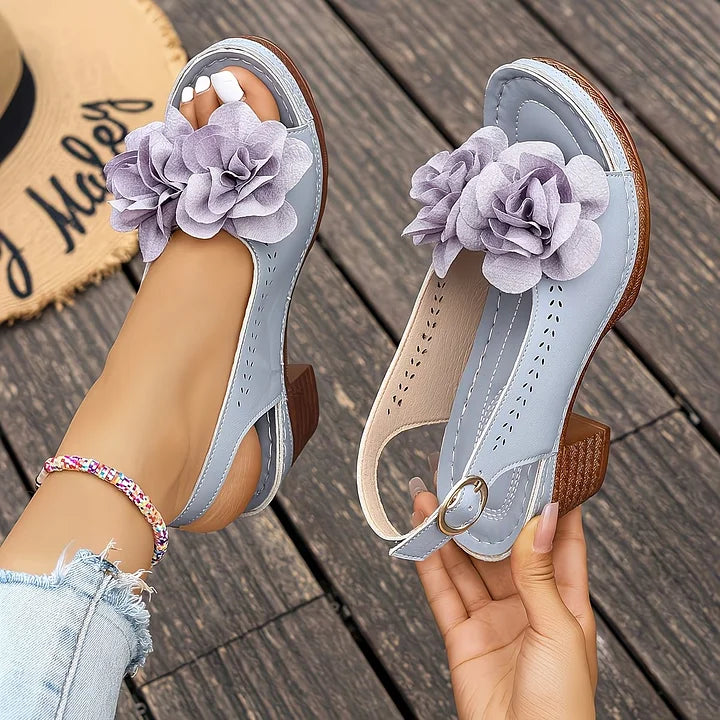 Gayanthi | Floral Block Heel Sandals