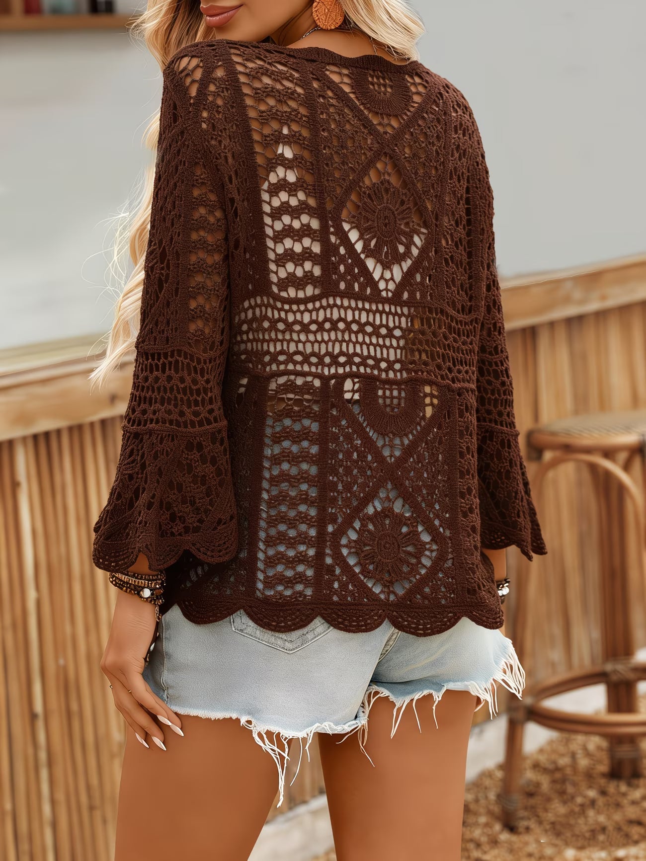 Julissa | Crochet Lace Flared Sleeve Knit Top