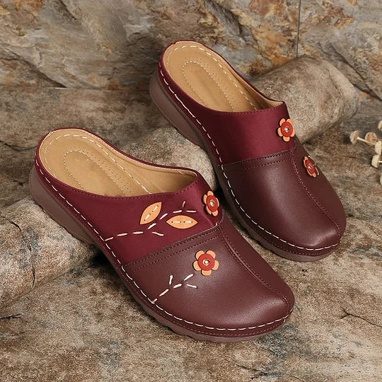 Janeth | Floral Stitch Slip-On Clogs