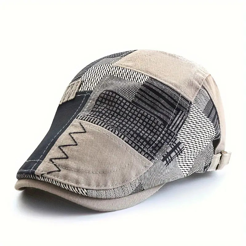 Lebron | Patchwork Pattern Flat Cap Hat