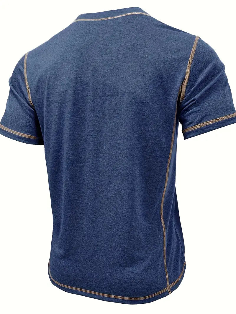 Orazio | Short Sleeve Henley Neck T-Shirt