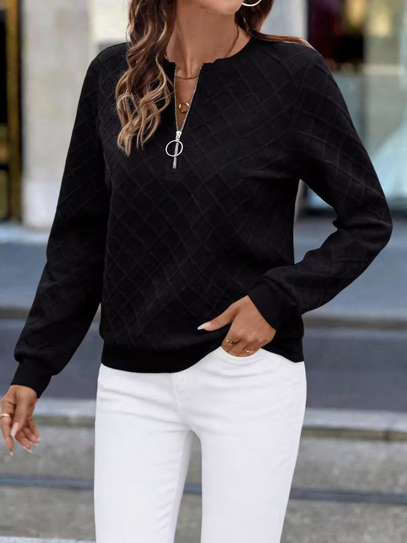 Juliet | Sweatshirt Long Sleeve Textured Quarter Zip Neck