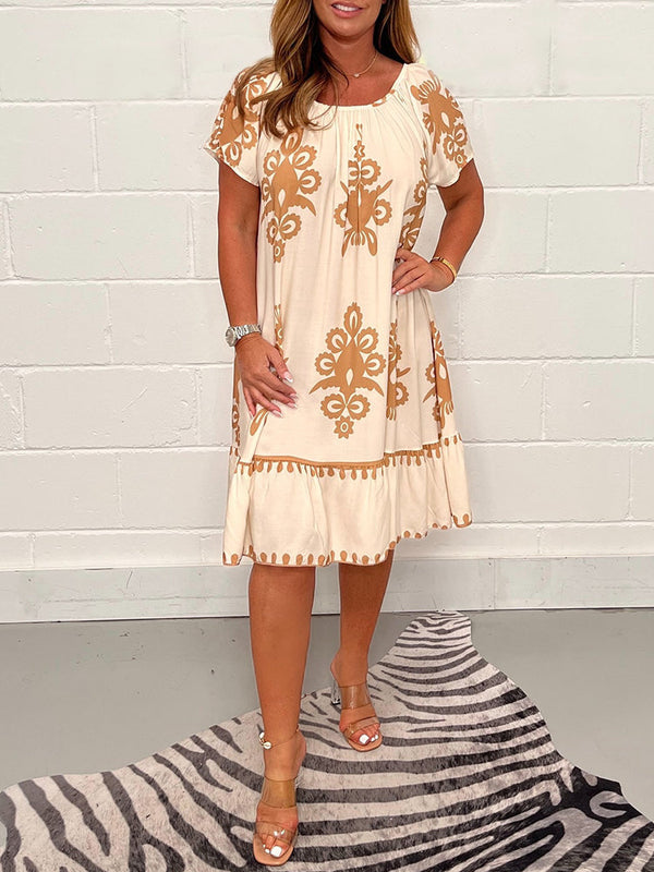 Ranee | Printed Short Sleeve Smock Dress