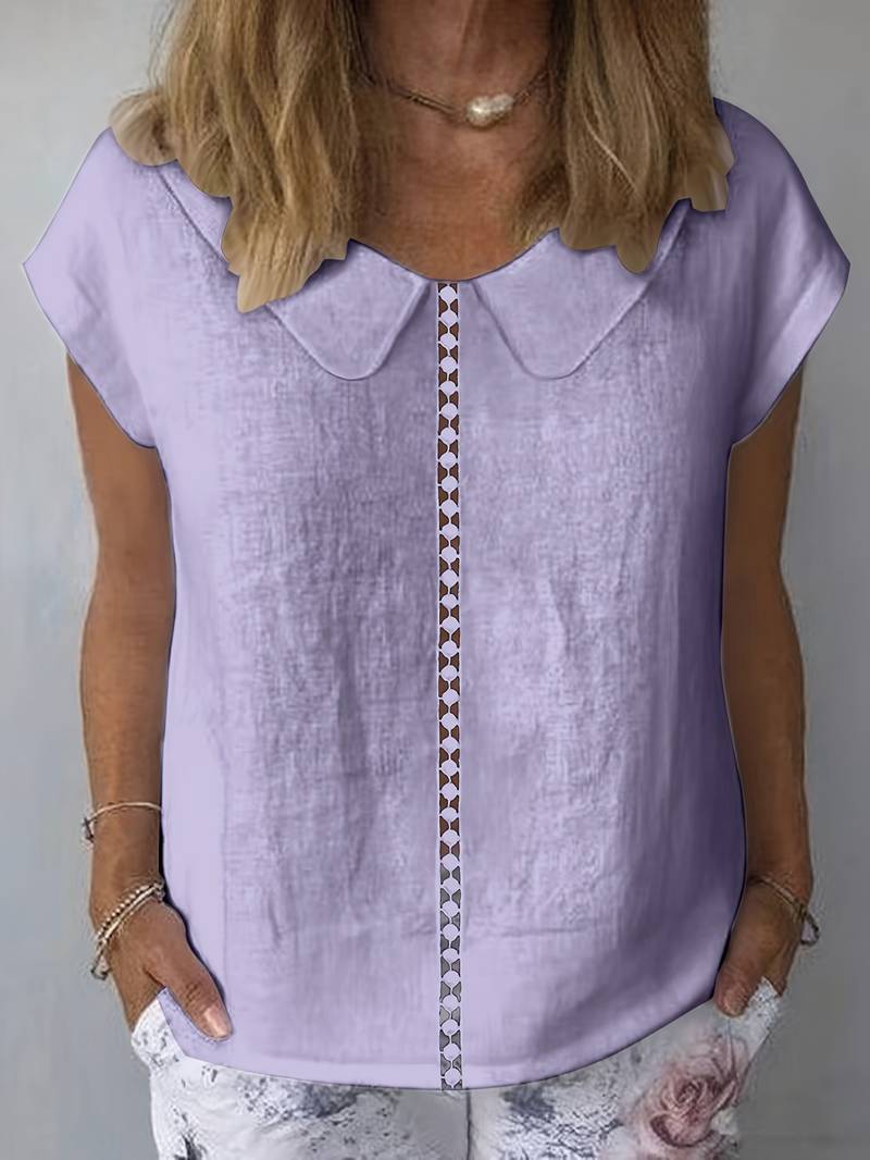 Krischelle - Peter Pan Collar Short Sleeve Blouse