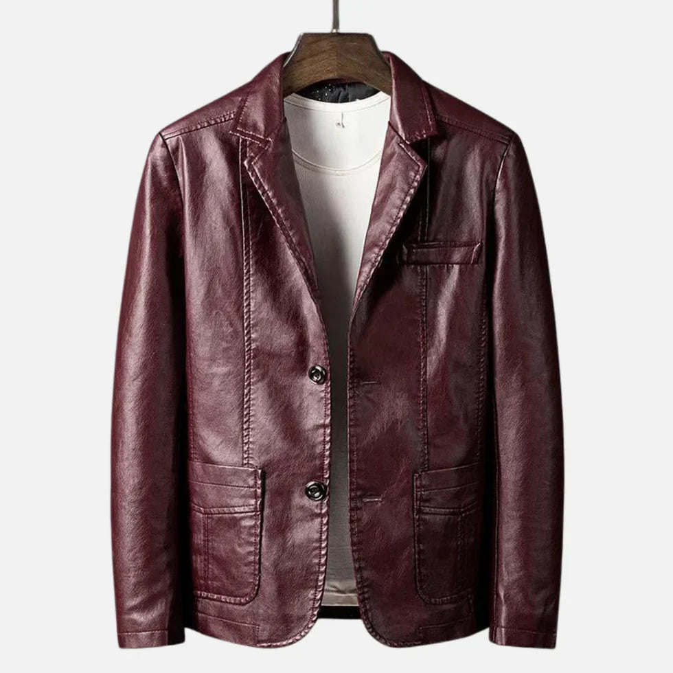 Heinz | Vintage Style Button Leather Blazer