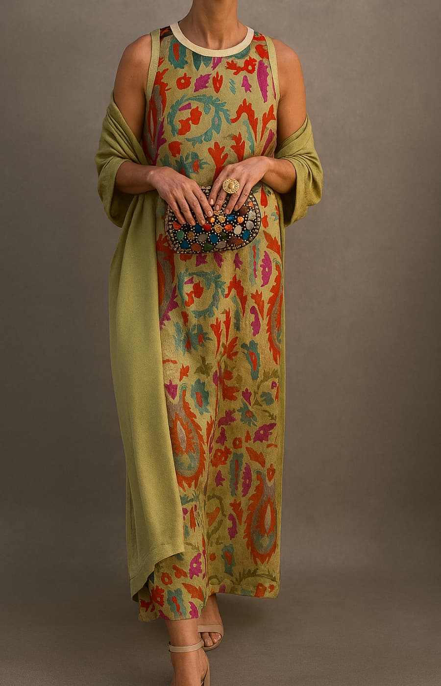 Irmtraut | Ikat Print Sleeveless Maxi Dress