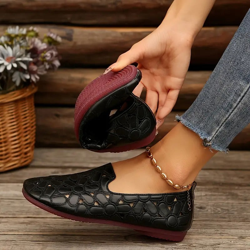 Veronica | Floral Cut Out Flat Shoes